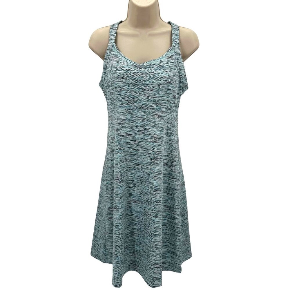 MPG Mondetta Womens Performance Gear Blue Chevron Print Racerback Athletic Dress